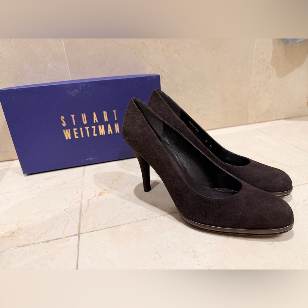 Stuart Weitzman Brown Round Toe Heel